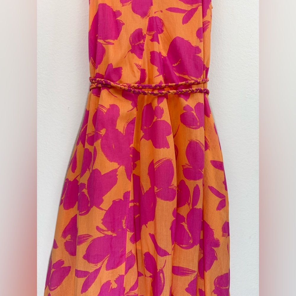 GAP Tie-Waist Cami Maxi Dress Pink Floral Print Size Small - Picture 6 of 12